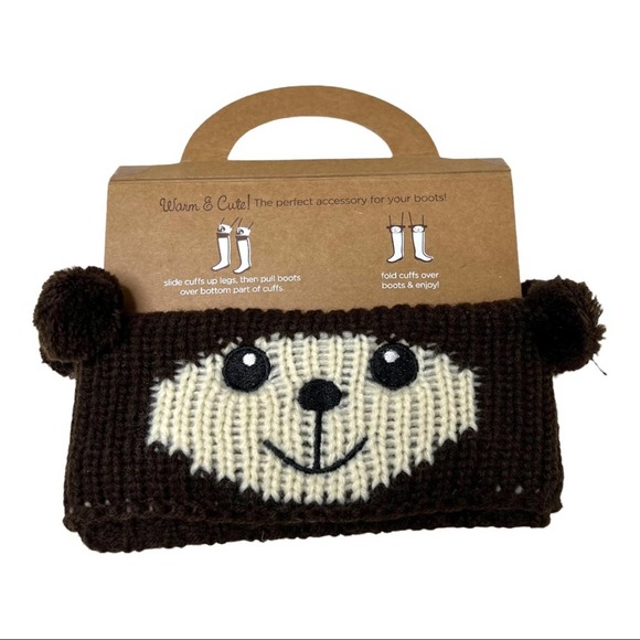Bootie Cuties Knit Brown Bear Boot Cuffs - Picture 2 of 4